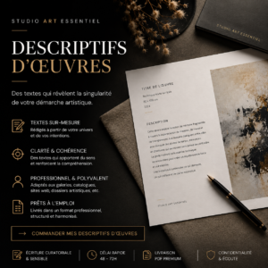 Descriptif Professionnel d’oeuvres